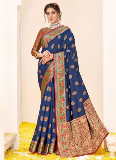 Blue Colour SANGAM RAJBALA New Designer Fancy Festive Wear Silk Saree Collection 7103